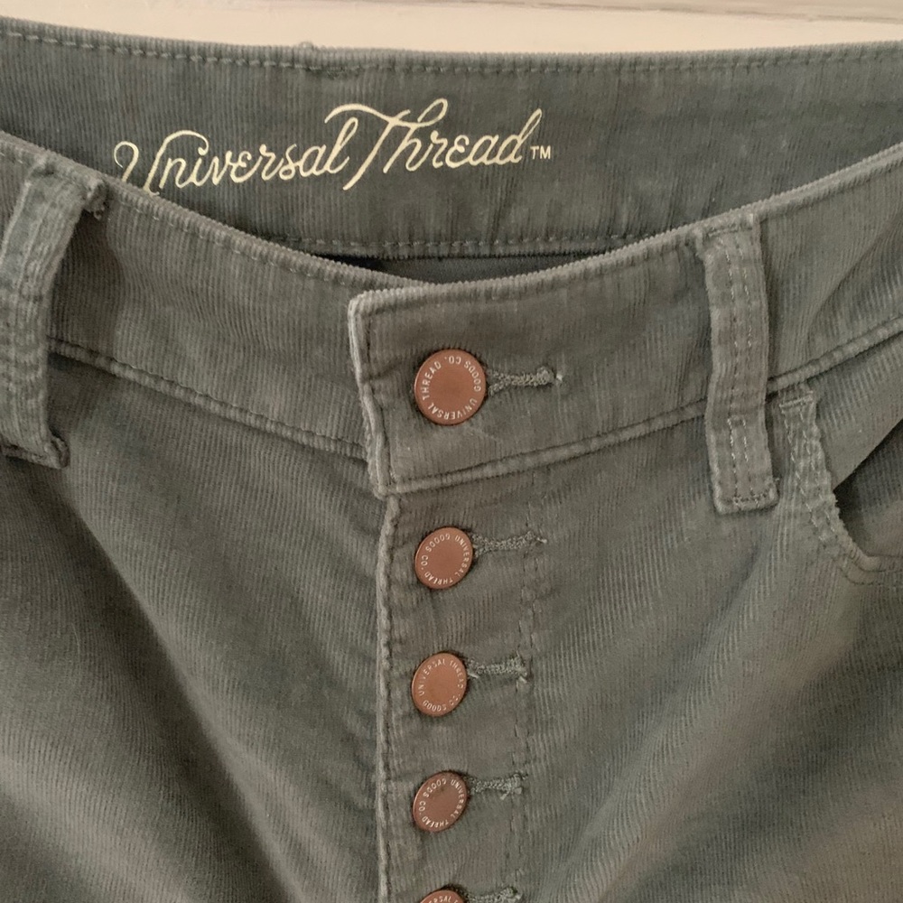 Green Corduroy High-Waisted Pants